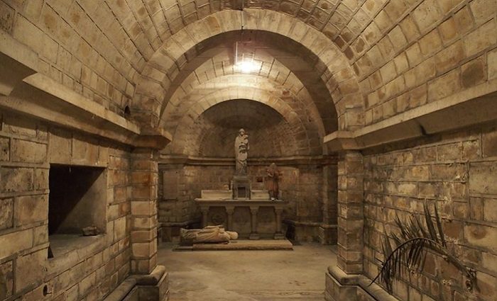 view of tomb and crypt beneath notre dame